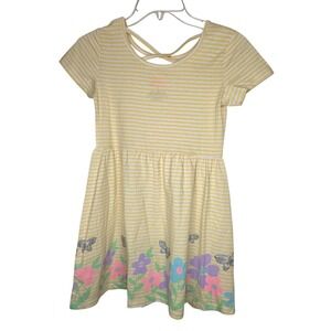FreeStyle Revolution Girls Yellow Striped Floral Butterfly Dress Size 8